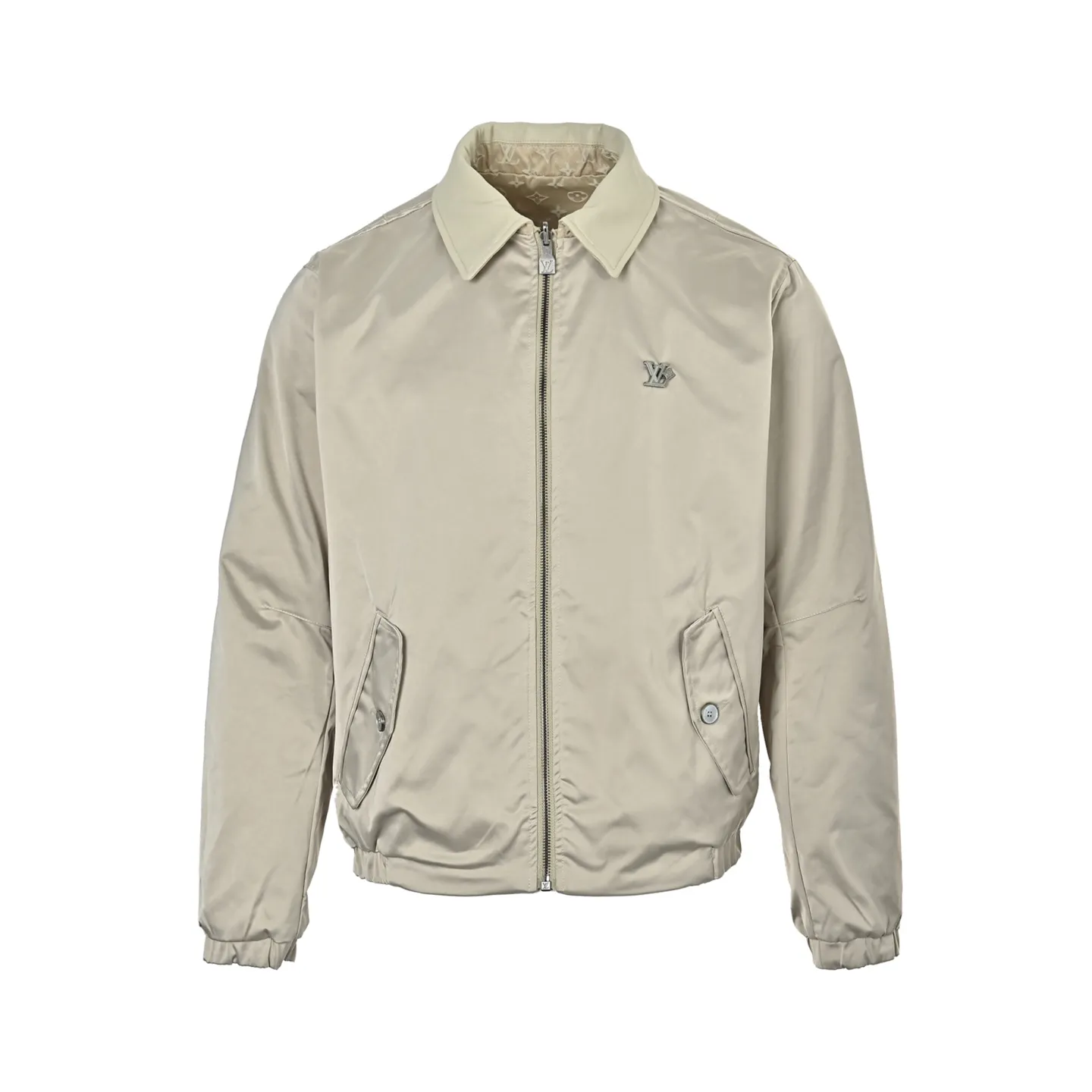 Louis Vuitton/Louis Vuitton checkerboard leather collar double-sided belted jacket